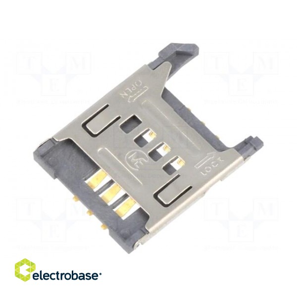 Connector: for cards | SIM | without ejector,with cover | SMT | PIN: 6 image 1