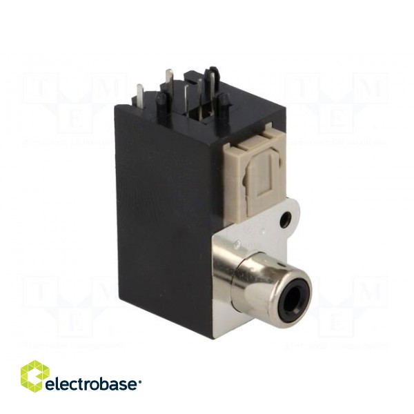 Connector: optical (Toslink) + RCA | with cover | angled 90° | THT фото 8