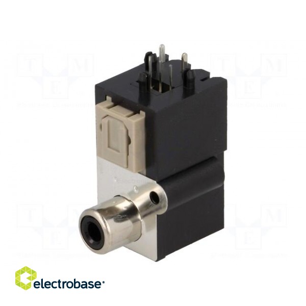 Connector: optical (Toslink) + RCA | with cover | angled 90° | THT фото 1