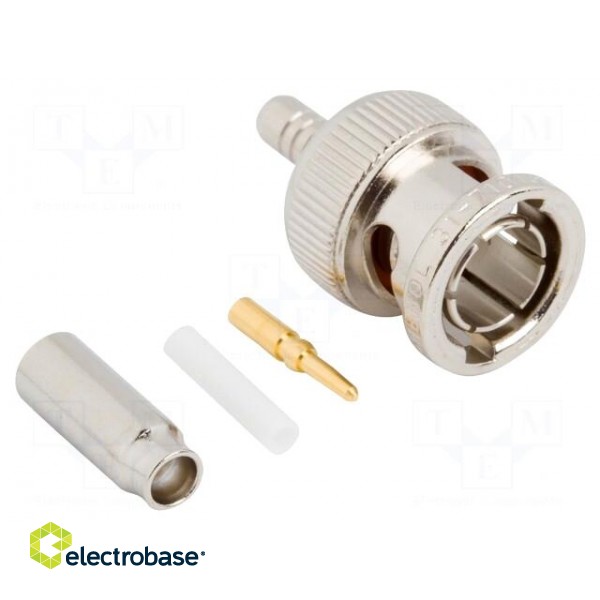 Plug | BNC | male | straight | 75Ω | crimped | for cable | PTFE | -65÷165°C фото 2