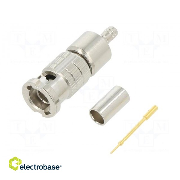 Plug | Micro BNC | male | straight | 75Ω | soldering,crimped | for cable image 1