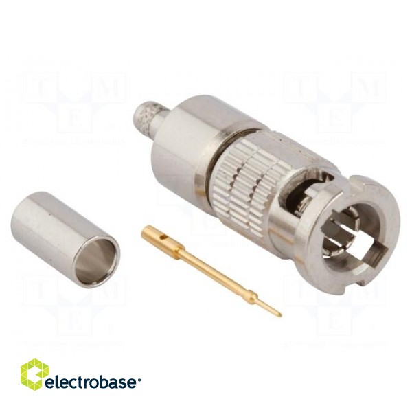 Plug | Micro BNC | male | straight | 75Ω | soldering,crimped | for cable image 2
