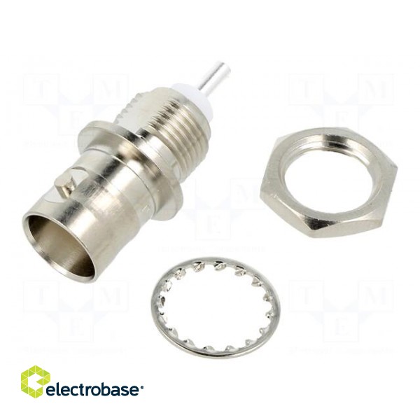Socket | BNC | female | straight | 50Ω | soldering | PTFE | silver plated paveikslėlis 1
