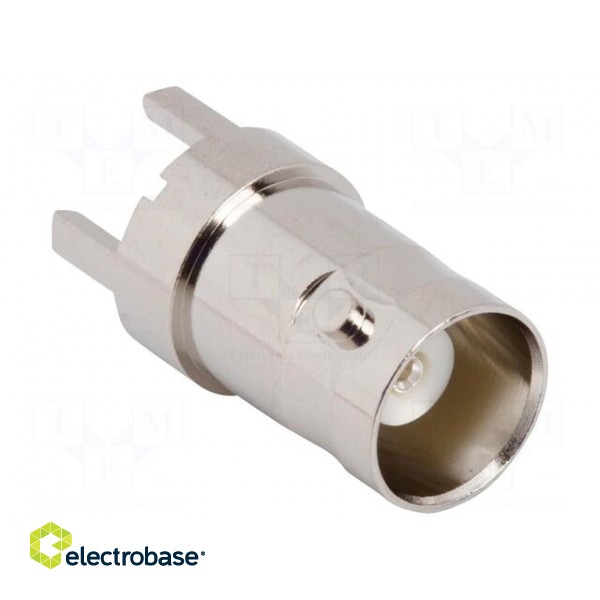 Socket | BNC | female | straight | 50Ω | THT | on PCBs | PBT | silver plated image 2