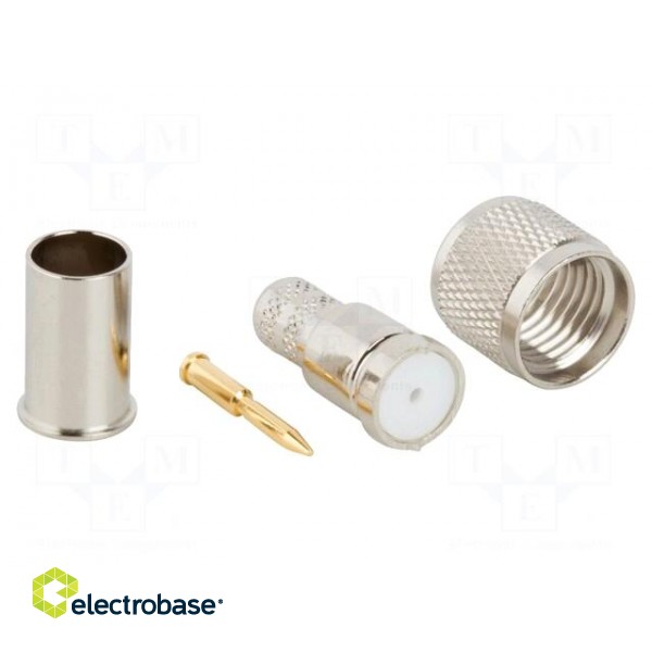 Plug | UHF mini | male | straight | soldering,crimped | for cable | PTFE фото 2