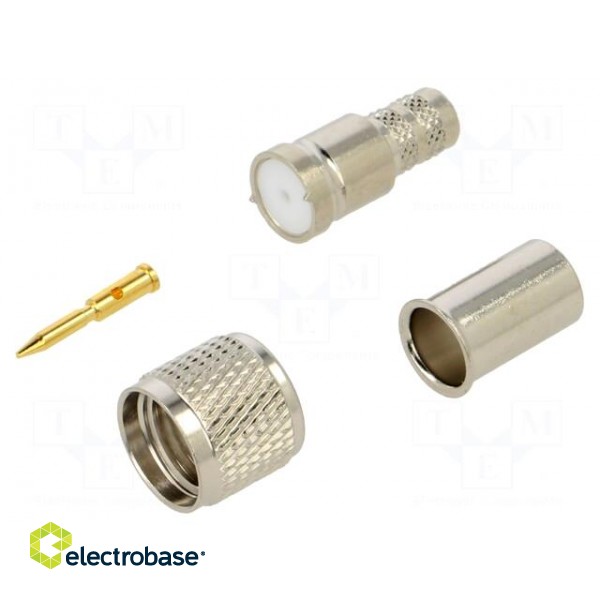 Plug | UHF mini | male | straight | soldering,crimped | for cable | PTFE фото 1