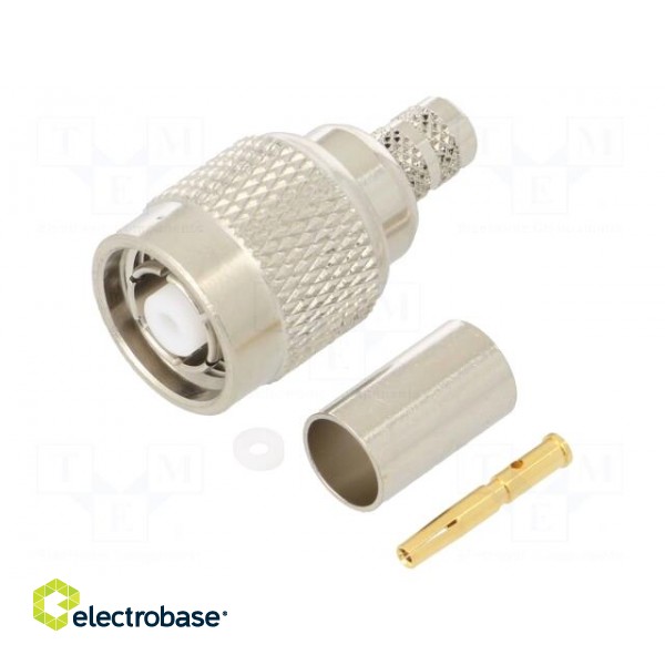 Plug | RP-TNC | reverse,female | straight | 50Ω | crimped | for cable image 1
