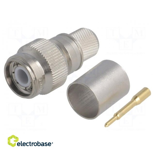 Plug | TNC | male | straight | 50Ω | RG214 | crimped | for cable | PTFE image 1