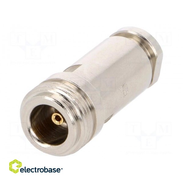 Plug | N | female | straight | 50Ω | RG58 | clamp | for cable | teflon image 1