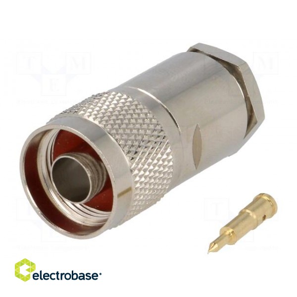Plug | N | male | straight | 50Ω | 7C2V,RG213,RG8 | soldering,clamp фото 1