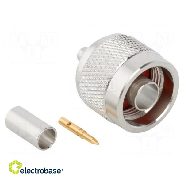 Connector: N | plug | male | straight | 50Ω | crimped | for cable | PTFE image 2