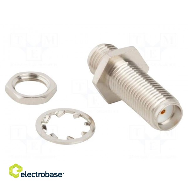Coupler | SMA female,both sides | straight | 50Ω | PTFE | gold-plated фото 2