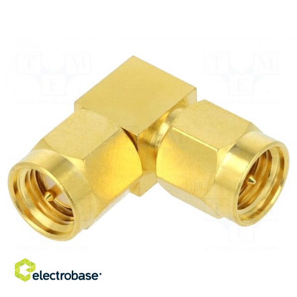 Coupler | SMA male,both sides | angled 90° | 50Ω | PTFE | gold-plated фото 1