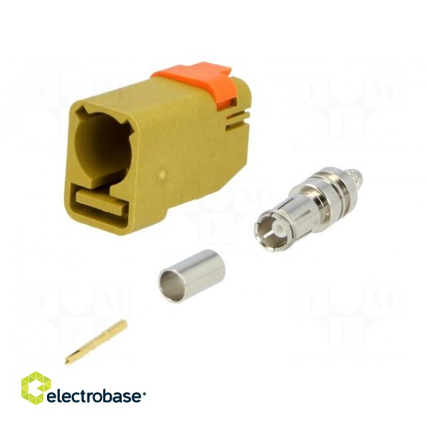 Plug | FAKRA II SMB | female | straight | RG174,RG316 | crimped | yellow image 1
