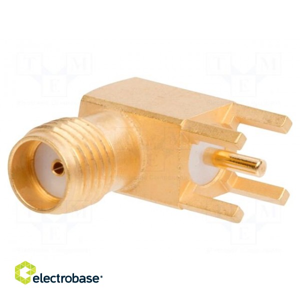 Plug | SMA | female | angled 90° | 50Ω | THT | for cable | PTFE | -65÷165°C
