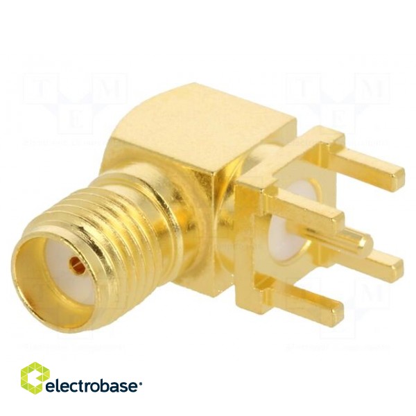 Socket | SMA | female | angled 90° | 50Ω | THT | on PCBs | teflon фото 1