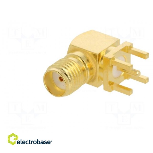 Socket | SMA | female | angled 90° | 50Ω | THT | on PCBs | teflon image 3