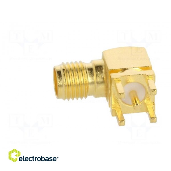 Socket | SMA | female | angled 90° | 50Ω | THT | on PCBs | teflon image 4