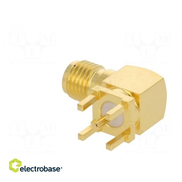 Socket | SMA | female | angled 90° | 50Ω | THT | on PCBs | teflon image 5