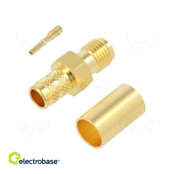 Plug | SMA | female | straight | 50Ω | soldering,crimped | for cable image 1
