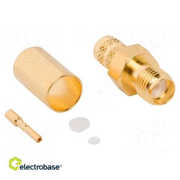Plug | SMA | female | straight | 50Ω | soldering,crimped | for cable фото 2