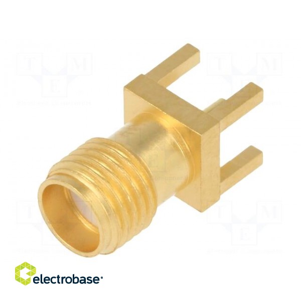 Plug | SMA | female | straight | 50Ω | THT | for cable | PTFE | gold-plated paveikslėlis 1