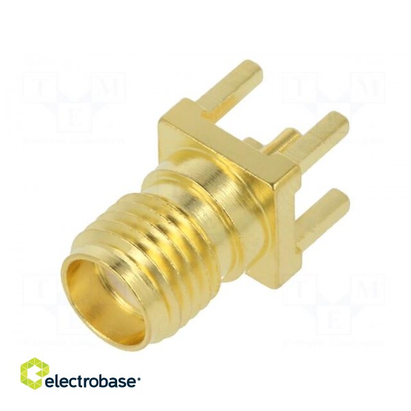 Plug | SMA | female | straight | 50Ω | THT | for cable | PTFE | gold-plated image 1