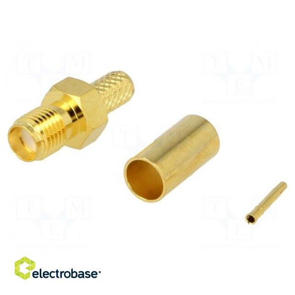 Plug | SMA | female | straight | RG58 | crimped | for cable фото 1