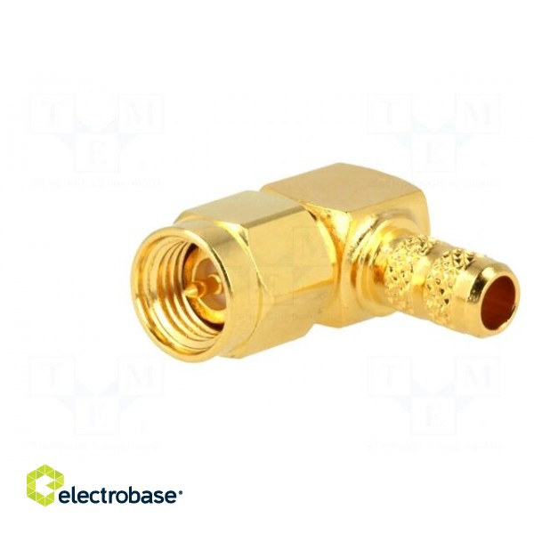 Plug | SMA | male | angled 90° | 50Ω | crimped | for cable | teflon paveikslėlis 2