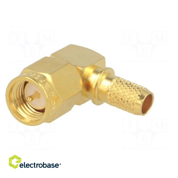 Plug | SMA | male | angled 90° | 50Ω | RG142,RG223,RG400 | for cable image 2