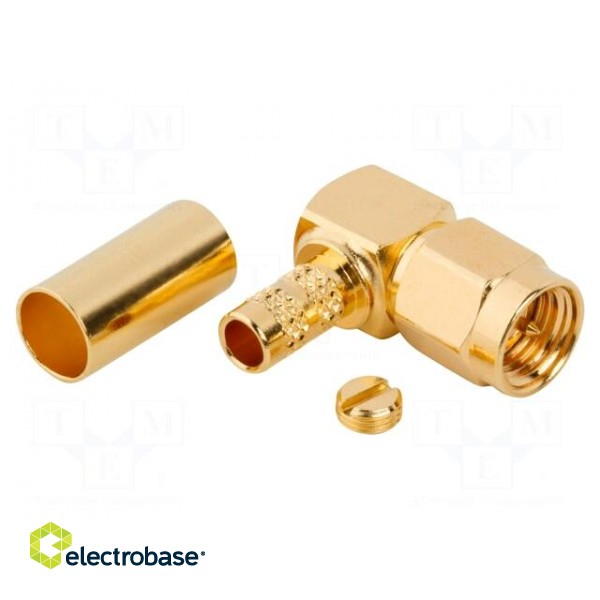 Plug | SMA | male | angled 90° | 50Ω | soldering,crimped | for cable image 2