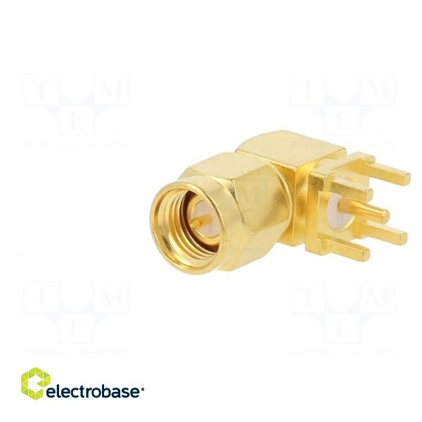 Plug | SMA | male | angled 90° | 50Ω | THT | for cable | PTFE | gold-plated фото 3