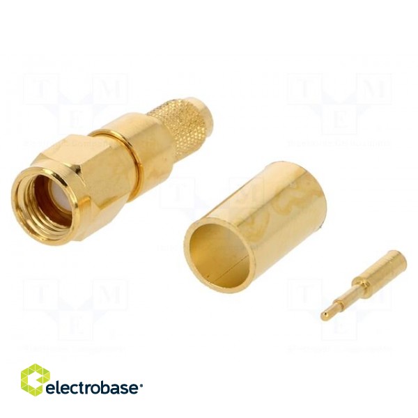 Plug | SMA | male | straight | 50Ω | H155 | crimped | for cable | PTFE image 1