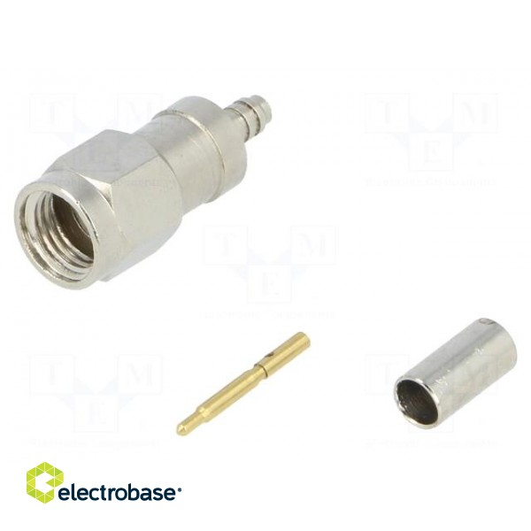 Plug | SMA | male | straight | 50Ω | RG316 | crimped | for cable | PTFE image 1