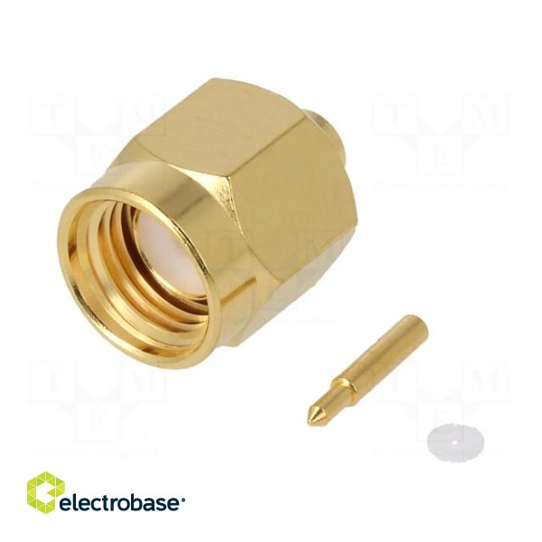 Plug | SMA | male | straight | 50Ω | soldering | for cable | PTFE фото 1