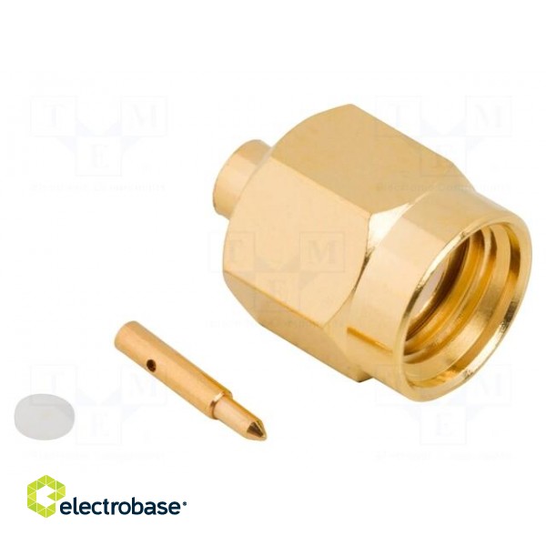 Plug | SMA | male | straight | 50Ω | soldering | for cable | PTFE image 2