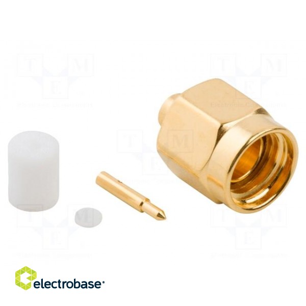 Plug | SMA | male | straight | 50Ω | soldering | for cable | PTFE image 2