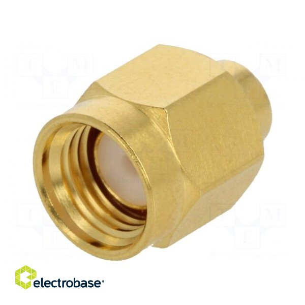 Plug | SMA | male | straight | 50Ω | soldering | for cable | PTFE image 1