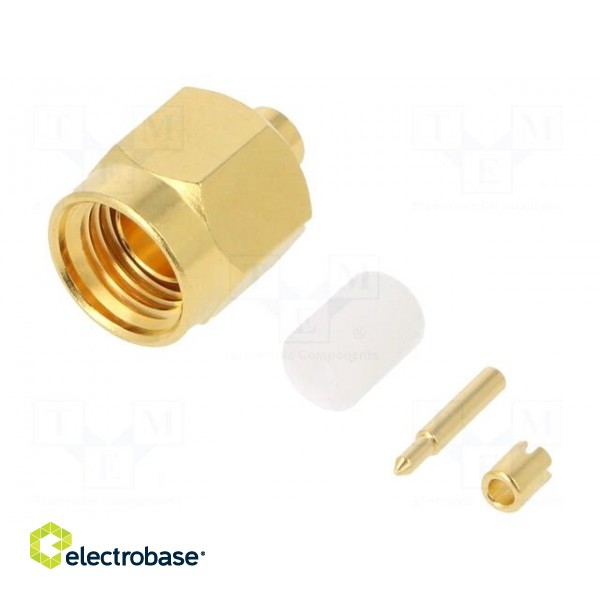 Plug | SMA | male | straight | 50Ω | soldering | for cable | PTFE paveikslėlis 1