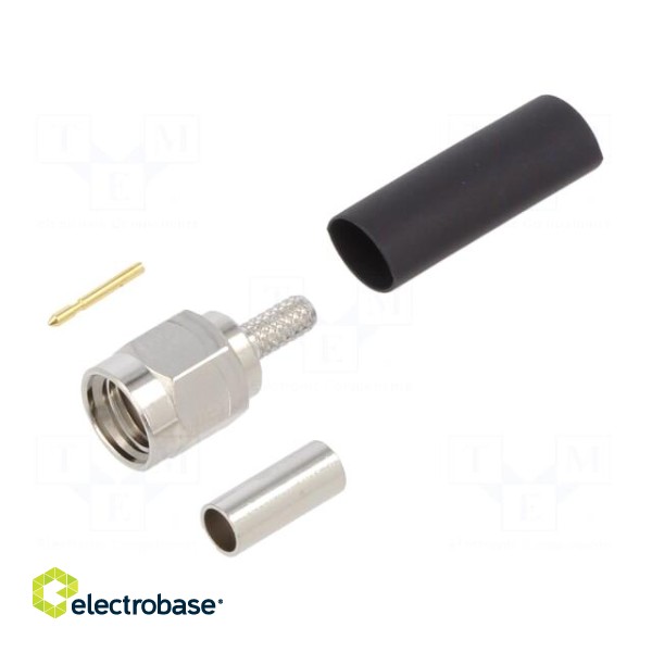 Plug | SMA | male | straight | 50Ω | soldering,crimped | for cable | PTFE paveikslėlis 1