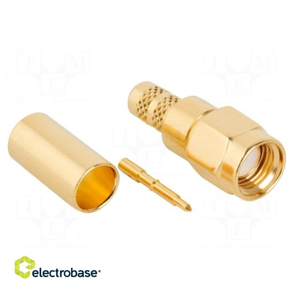 Plug | SMA | male | straight | 50Ω | soldering,crimped | for cable | PTFE paveikslėlis 2