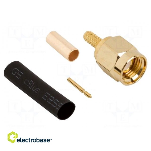 Plug | SMA | male | straight | 50Ω | soldering,crimped | for cable | PTFE image 2