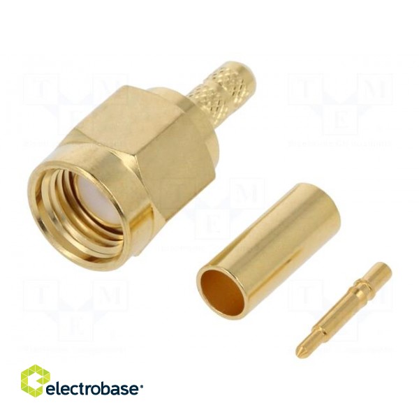 Plug | SMA | male | straight | LMR100,RG174,RG316 | crimped | for cable image 1