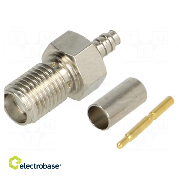 Plug | SMA | reverse,female | straight | 50Ω | RG316 | crimped | for cable image 1