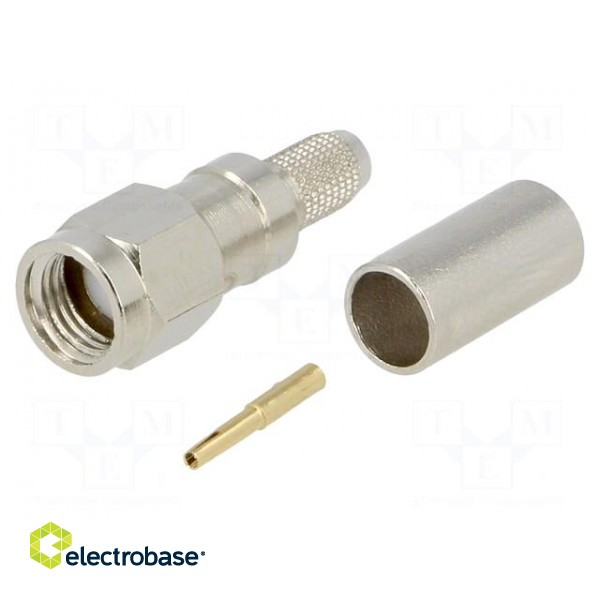 Plug | SMA | reverse,female | straight | 50Ω | RG58 | crimped | for cable image 1