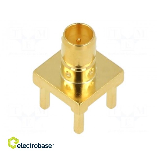 Socket | Mini SMB | male | straight | 75Ω | THT | on PCBs | PTFE | Mat: brass image 1