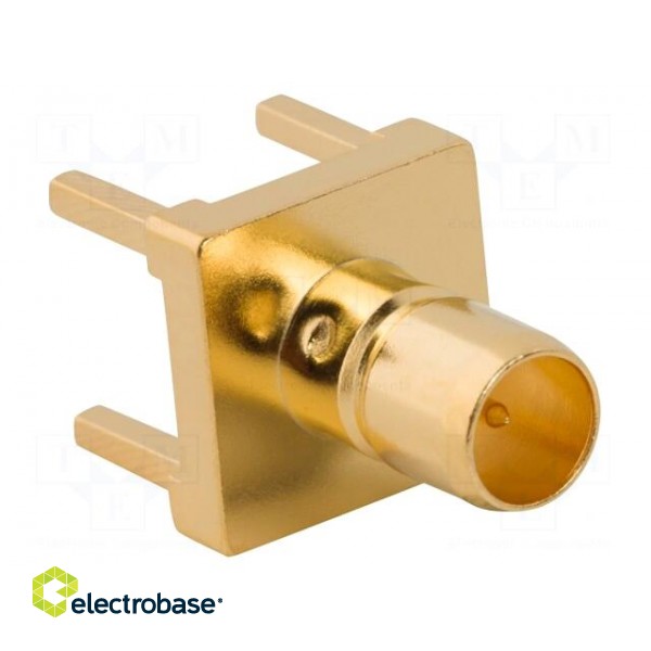 Socket | Mini SMB | male | straight | 75Ω | THT | on PCBs | PTFE | Mat: brass paveikslėlis 2