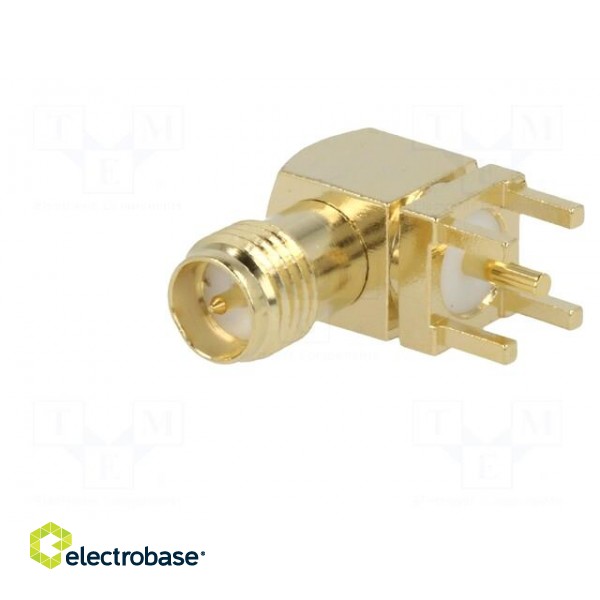 Socket | RP-SMA | male | angled 90° | THT | on PCBs | PTFE | gold-plated image 2