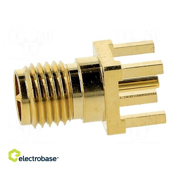 Socket | RP-SMA | male | straight | THT | on PCBs | PTFE | gold-plated image 3