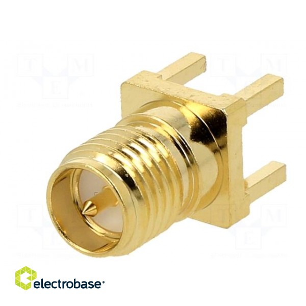 Socket | RP-SMA | male | straight | THT | on PCBs | PTFE | gold-plated image 2